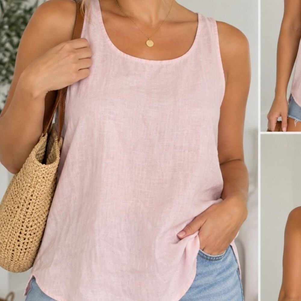 Liz Claiborne Light Pink Linen Tank Top – Size XL